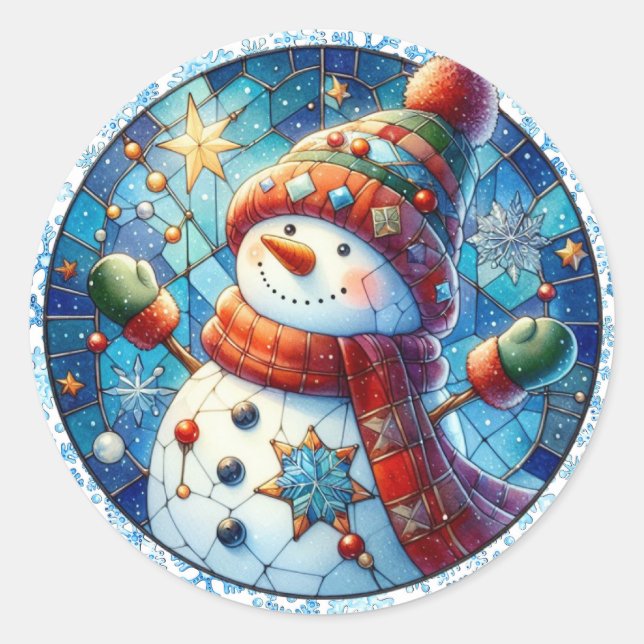 Adesivo Snowman Round Stickers (Frente)