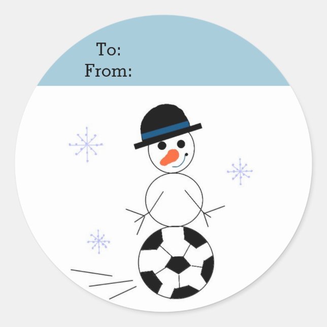 Adesivo Snowman Soccer Gift Tag (Frente)