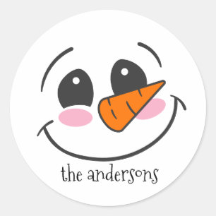 Adesivo Snowman Sorrindo Face Nome Personalizado da Famíli