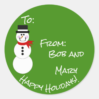 Adesivo Snowman To From Happy Holidays Gift Sticker