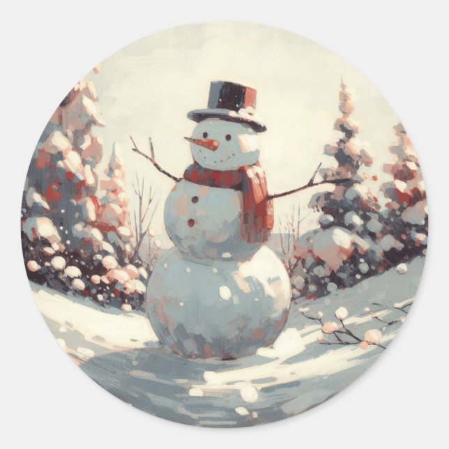 Adesivo Snowman Vintage Painting (Frente)