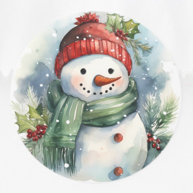 Adesivo Snowman Watercolor - Natal bonito (Criador carregado)
