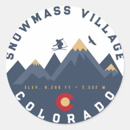 Adesivo Snowmass Colorado Flag Retro Sunset Ski Souvenirs