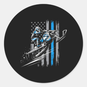 Adesivo Snowmobile Eua Flag Winter Sports Snowmobile Ridin