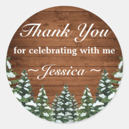 Adesivo Snowwood Forest Country Pine Aniversário Obrigado