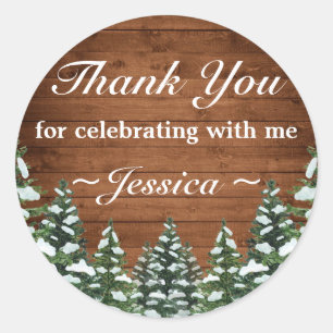 Adesivo Snowwood Forest Country Pine Aniversário Obrigado