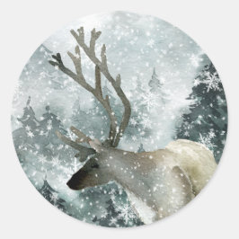 Adesivo SnowWoodland Floresta de Montanha Stag Deer Antler