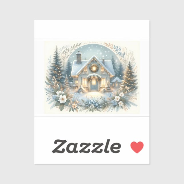 Adesivo Snowy Cottage Glow Scene (Folha)