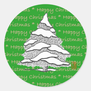 Adesivo Snowy Evergreen Round Sticker
