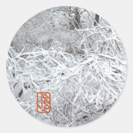 Adesivo Snowy Hedgerow Inverno Round Sticker