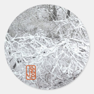 Adesivo Snowy Hedgerow Inverno Round Sticker