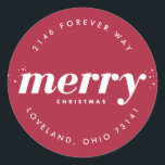 Adesivo Snowy Modern Merry Christmas Return Endereço<br><div class="desc">Coordene perfeitamente as etiquetas de endereço com os cartões de Natal fotográficos com este adesivo de endereço personalizado para devolução de Natal moderno.</div>