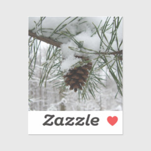 Adesivo Snowy Pine Branch Winter Nature Fotografia