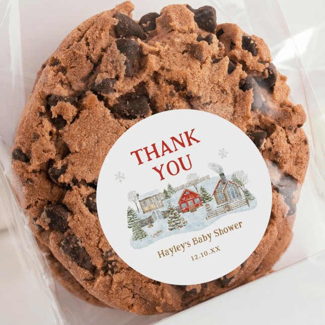 Adesivo Snowy Village Winter Holiday Obrigado (Criador carregado)