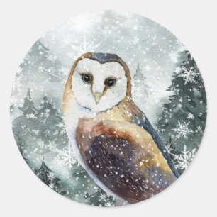 Adesivo Snowy Woodland Mountain Forest Owl