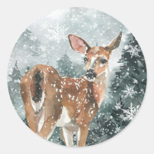 Adesivo Snowy Woodland Mountain Reindeer