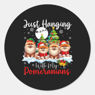 Adesivo Só Andando Com Meus Pomeranianos Xmas Três Papais