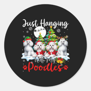 Adesivo Só Andando Com Meus Poodles Xmas Três Cachorros Pa