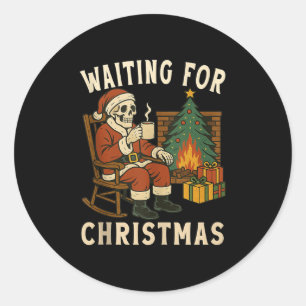 Adesivo Só Esperando O Esqueleto De Natal Do Halloween Beb