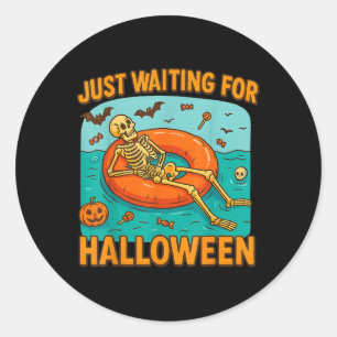 Adesivo Só Esperando O Esqueleto Engraçado Do Halloween Fl