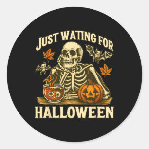 Adesivo Só Esperando Pelo Esqueleto De Halloween, Design