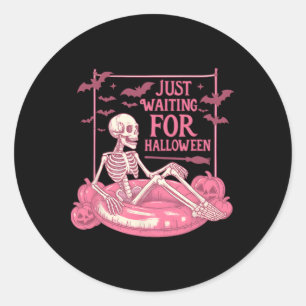 Adesivo Só Esperando Pelo Esqueleto De Halloween Pumpkin S