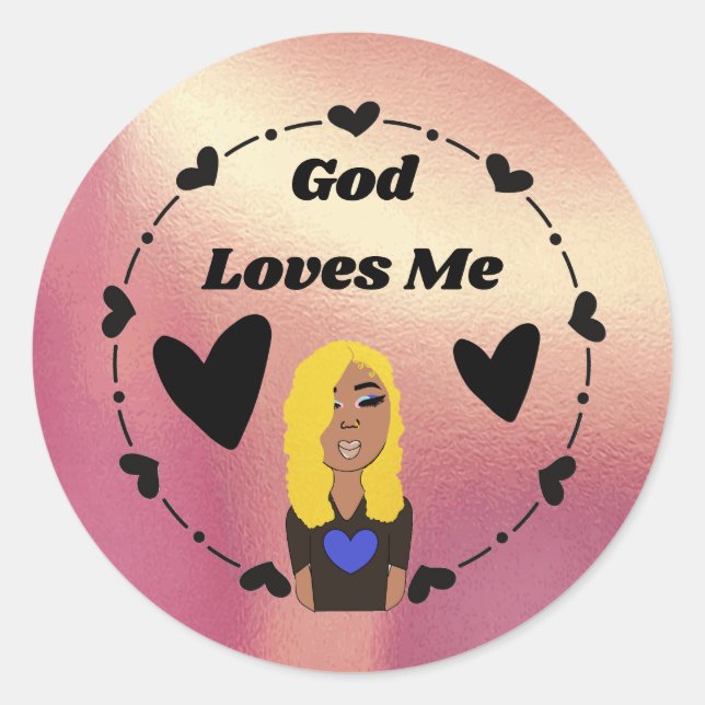 Adesivo So Glam God Loves Me Fancy Classic Round Sticker (Frente)