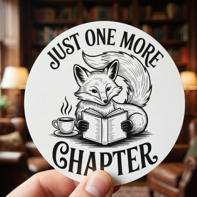 Adesivo Só Mais Um Capítulo Raposa Lendo (just one more chapter fox reading sticker)