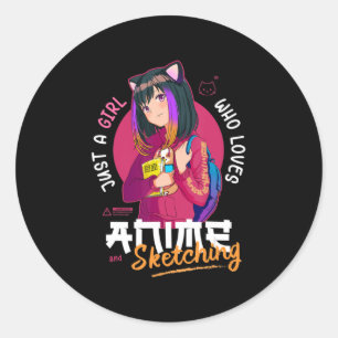Adesivo Só Menina Adora Anime Desenhando Ramen Manga Otaku