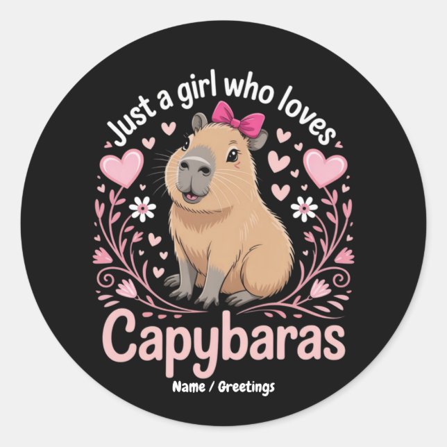 Adesivo Só uma garota que ama Capybaras Engraçado Presente (Frente)