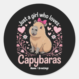 Adesivo Só uma garota que ama Capybaras Engraçado Presente