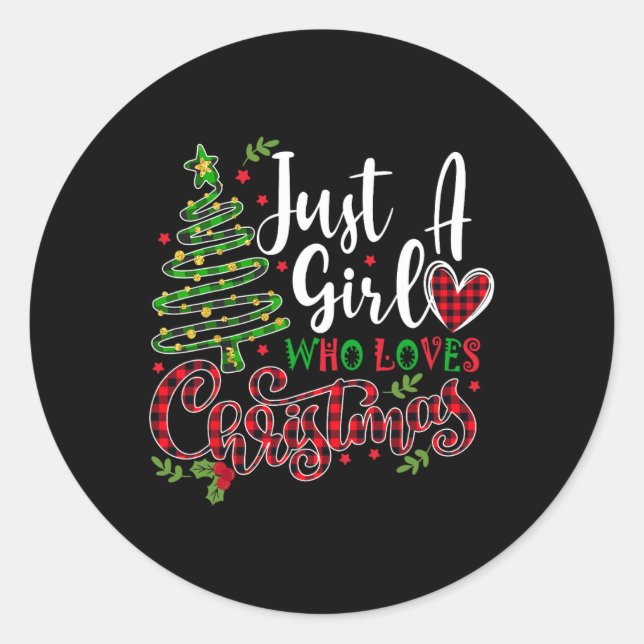 Adesivo Só uma garota que ama o Natal um presente para XMA (Frente)