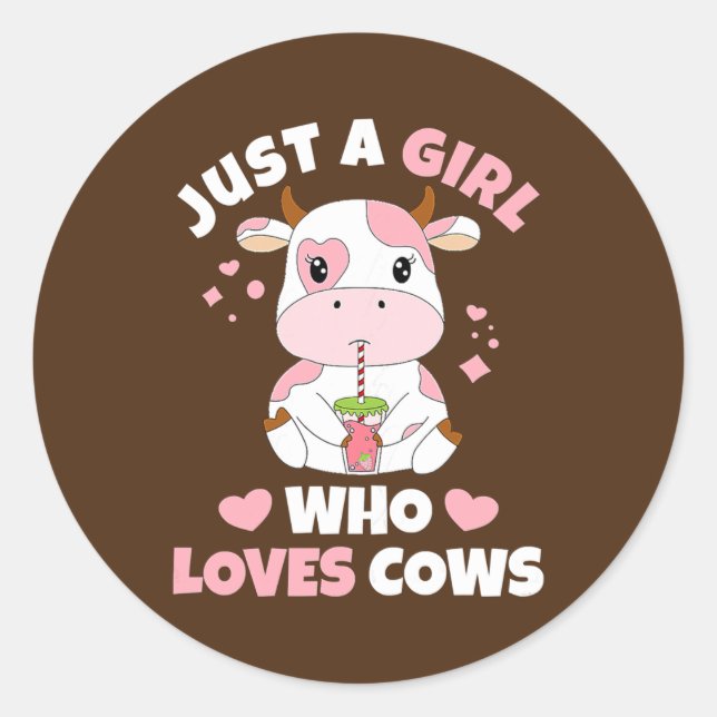Adesivo Só Uma Menina Que Ama Vacas Cute Strawberry Cow (Frente)