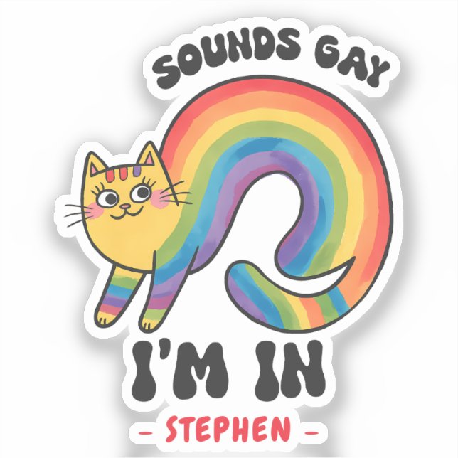 Adesivo Soa Gay, estou dentro do Rainbow Cat LGBTQ Pride (Frente)
