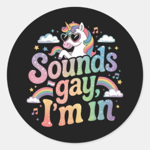 Adesivo Soa gay, estou no unicórnio arco-íris do orgulho L