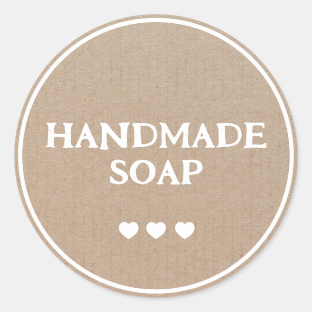Adesivo Soap Brown Kraft Papel Retro Boho Feito Para Mão (Frente)