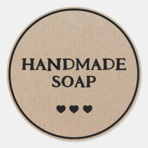 Adesivo Soap Brown Kraft Papel Retro Boho Feito Para Mão