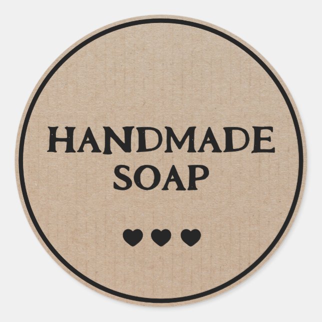 Adesivo Soap Brown Kraft Papel Retro Boho Feito Para Mão (Frente)