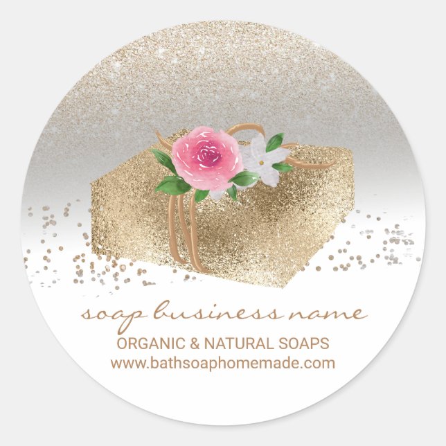 Adesivo Soap Homemade Natural Organic Bathtub gold (Frente)