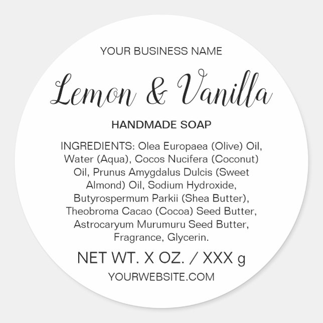Adesivo Soap or Skincare Handmade Round Product Label (Frente)