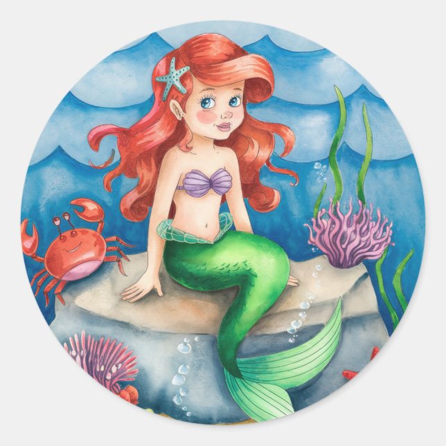 Adesivo Sob a Festa de aniversário de sereia marinha (Frente)