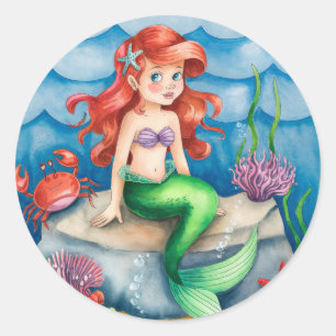 Adesivo Sob a Festa de aniversário de sereia marinha