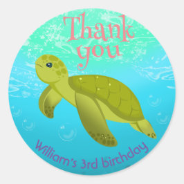 Adesivo Sob A Tartaruga Marítima Com Festa de aniversário 
