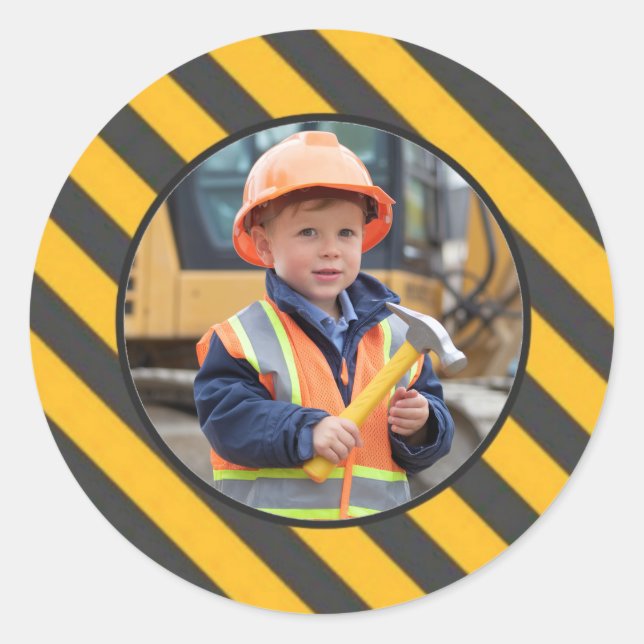 Adesivo Sob Bacia de Aniversário do Garoto da Construção (Frente)