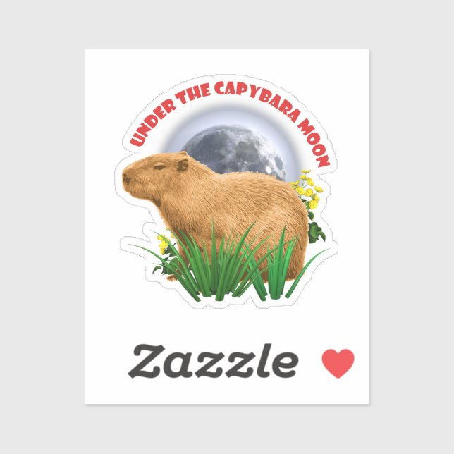 Adesivo Sob o capybara Moon Funny Capybara (Folha)