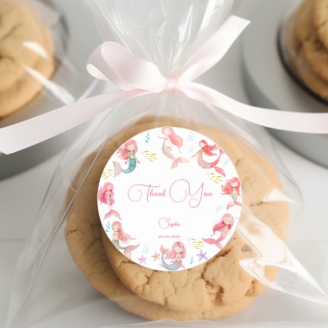 Adesivo Sob o mar aniversário de criança de Sereias (Criador carregado)