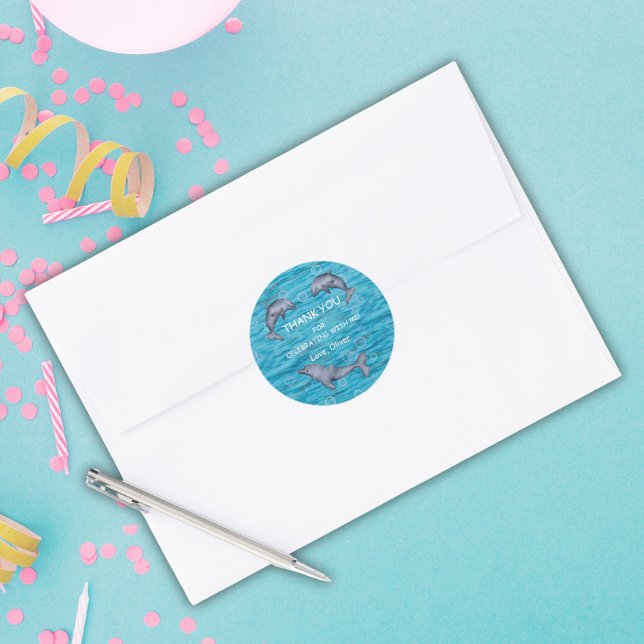 Adesivo Sob O Mar Com Golfinhos, Festa De Aniversário Clás (Criador carregado)