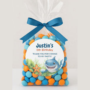 Adesivo Sob o Mar Feliz. Aniversário do Tubarão