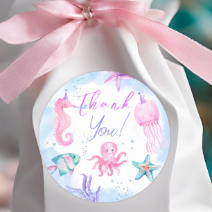 Adesivo Sob O Mar! Festa de aniversário Rosa Ocean Girl