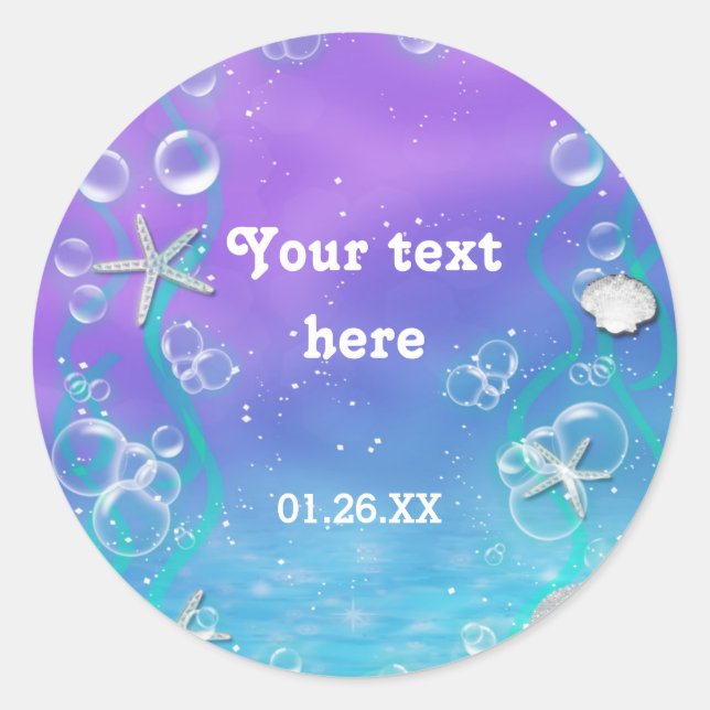 Adesivo Sob O Mar Magical Sweet 16 Vinhetas Do Partido (Frente)